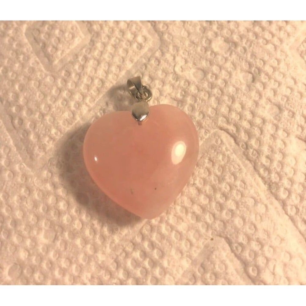 Pretty Rose Quartz Heart Pendant with Sterling Silver Bale